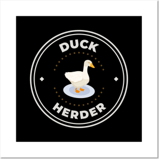 Duck herder round logo Posters and Art